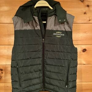 Women's Devoucoux Equestrian Green Puffer Vest Sz L Stable/Barn gear Logo France